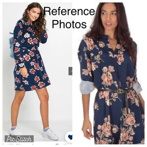 Divided H&M Collared Navy Floral Dress